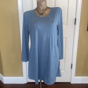 DOUBLJU Blue Grey Dress w Pockets NWT - L